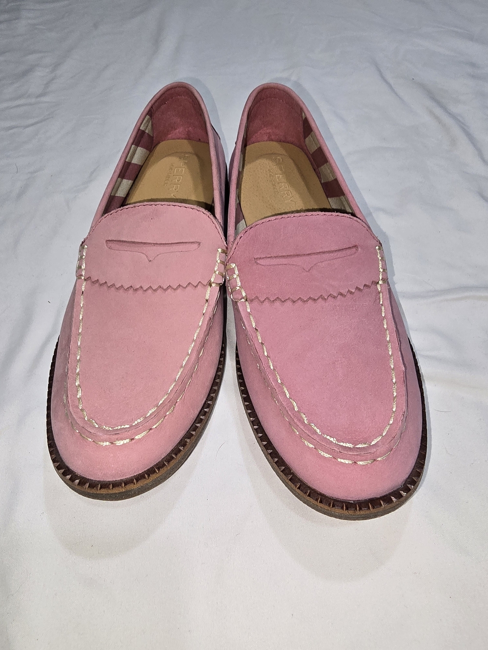 Sperry Top-Sider Womens 6M Pink Suede Penny Loafers STS85017 Slip On Shoes